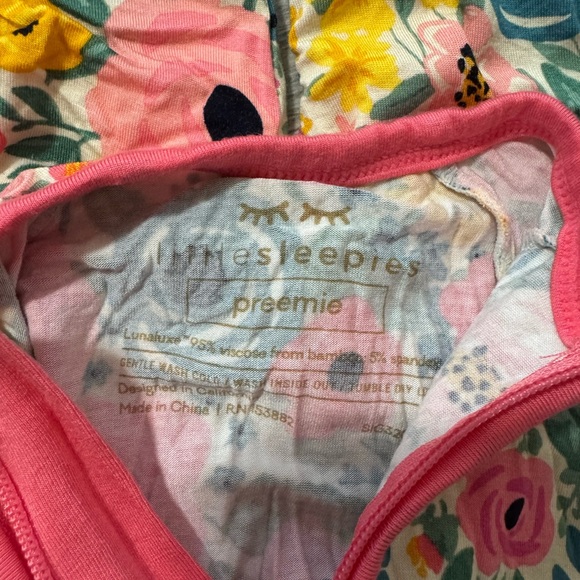 Little Sleepies Pink Floral Zip Footed One-Piece - Picture 3 of 3